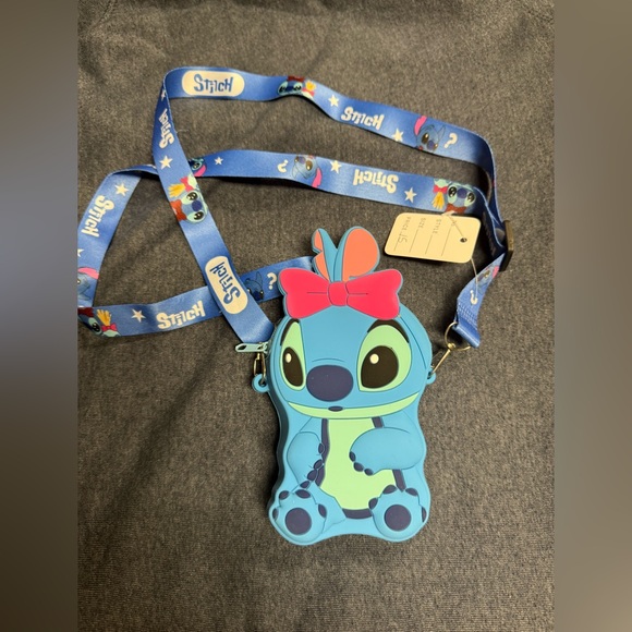 Other - Stitch Crossbody Bag with Pink Bow